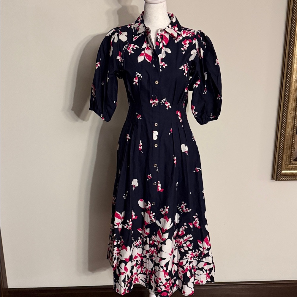 Tommy Hilfiger Navy Floral Midi Dress